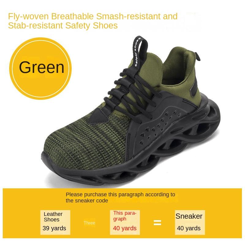 Labor Insurance Shoes Men's Breathable Fly-woven Steel Head Smash-proof Stab-proof Safety Shoes Protective Work Shoes