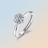 Sterling Moissanite Ring Women Lightweight Adjustable Solitaire Engagement Style Six Prong Setting