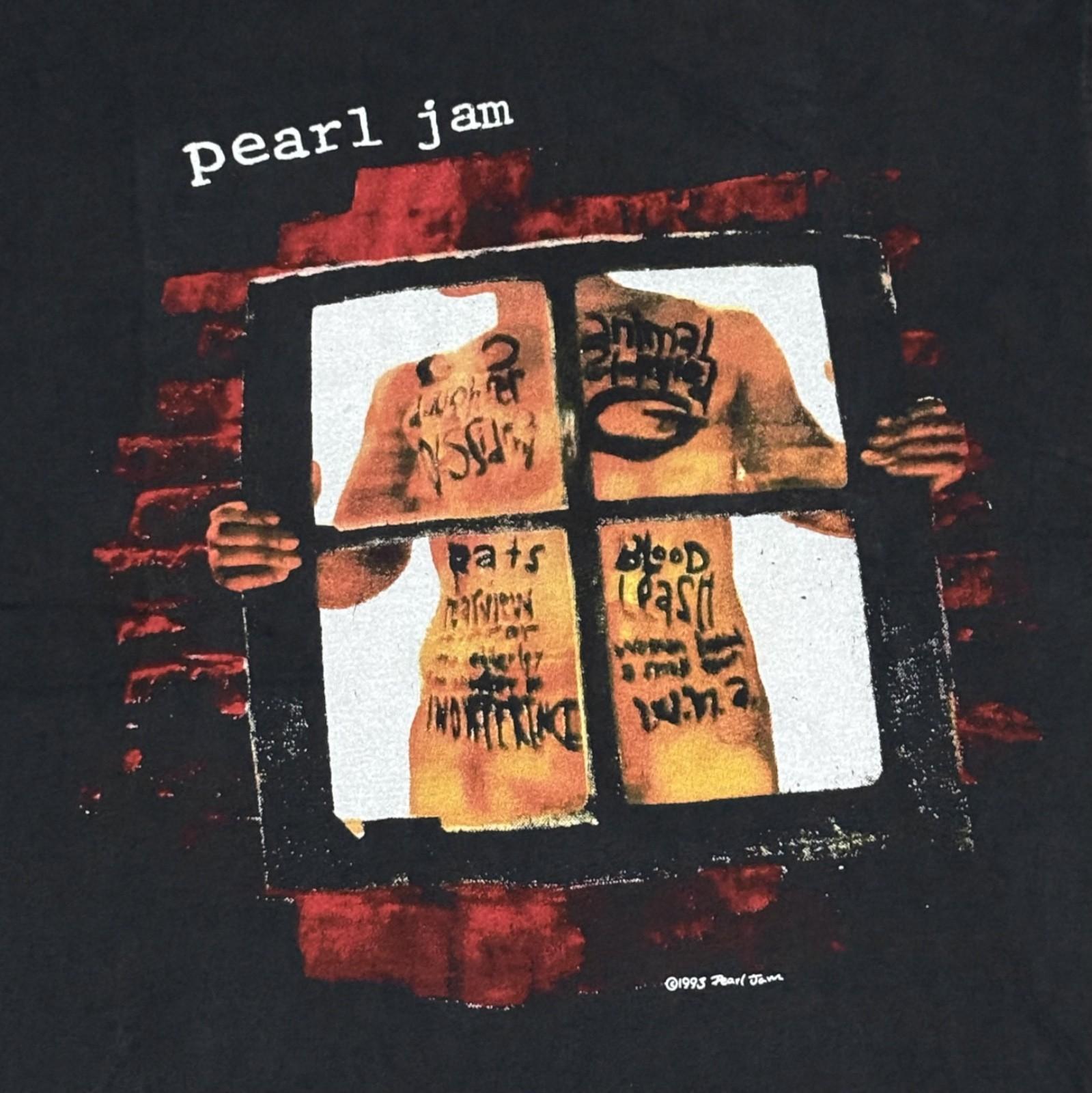 Pearl Jam Винтаж 1993 Окно Боль Размер L Группа Тур Одиночный шов Футболка РЕПРИНТ XL