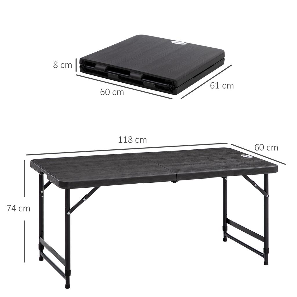Foldable Patio Dining Table for 4, Height Adjustable Outdoor Table for Garden, Lawn, Dark Grey