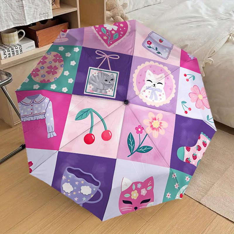 

1pc Kawaii Decor Automatic Folding Umbrella, 8 Ribs Iron Frame, Suitable for Outdoor Travel and Daily Use yy251120186