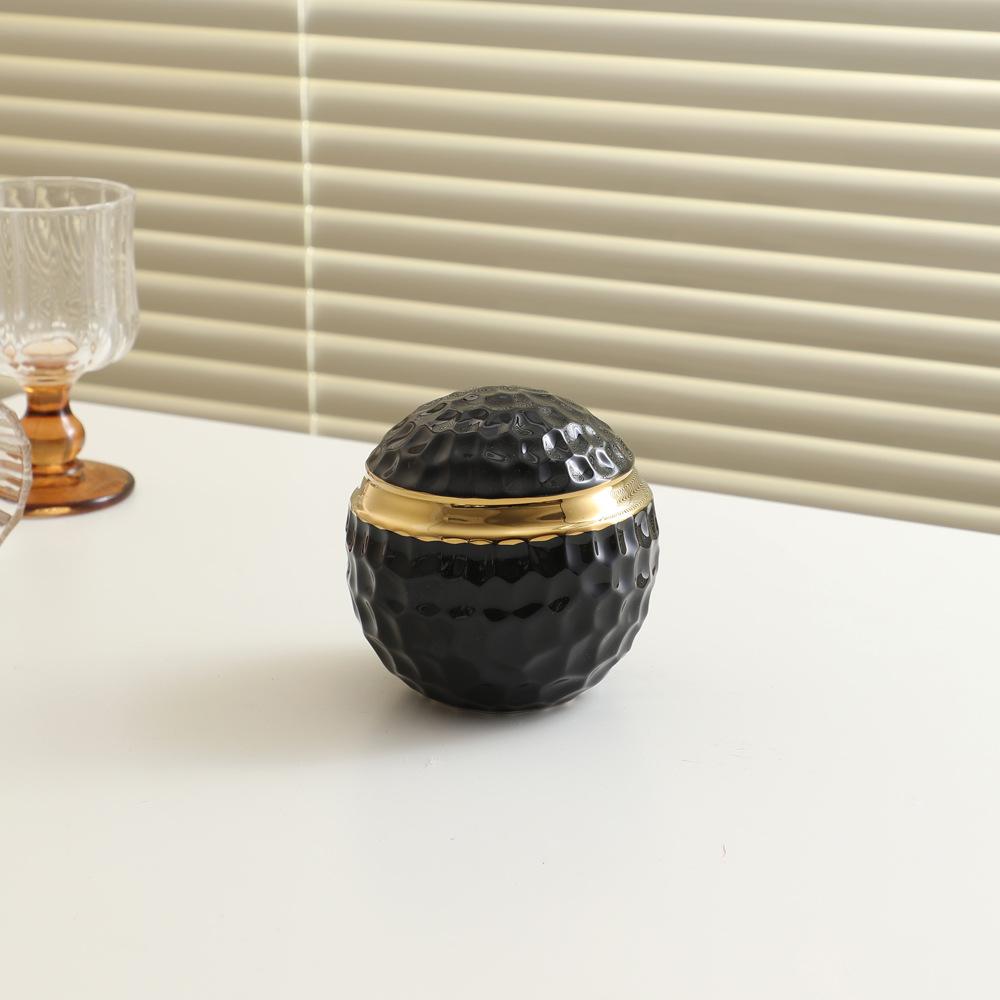 

Creative Home Decor Decoration sculpture Black gold ceramic candle holder Spherical ornament Home dining table decorations