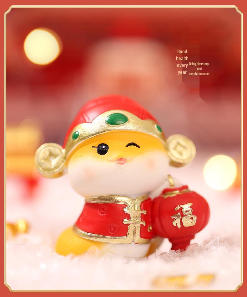 Guochao Zodiac Snake Figurine: Year of the Snake Desktop Ornament, Spring Festival Creative Gift