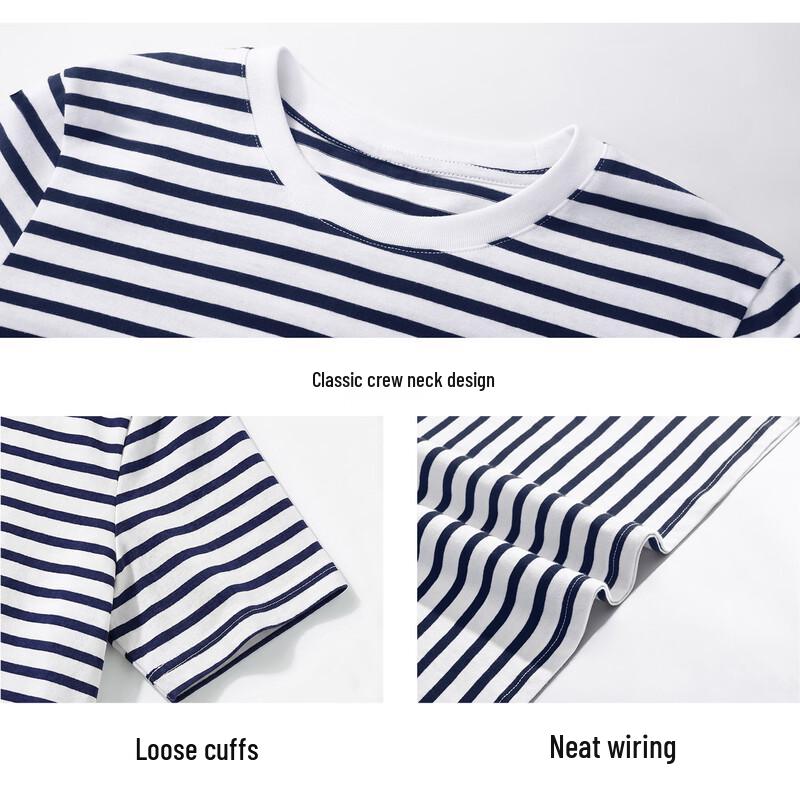 MINISO Women's Striped Cotton Crew Neck T-Shirt