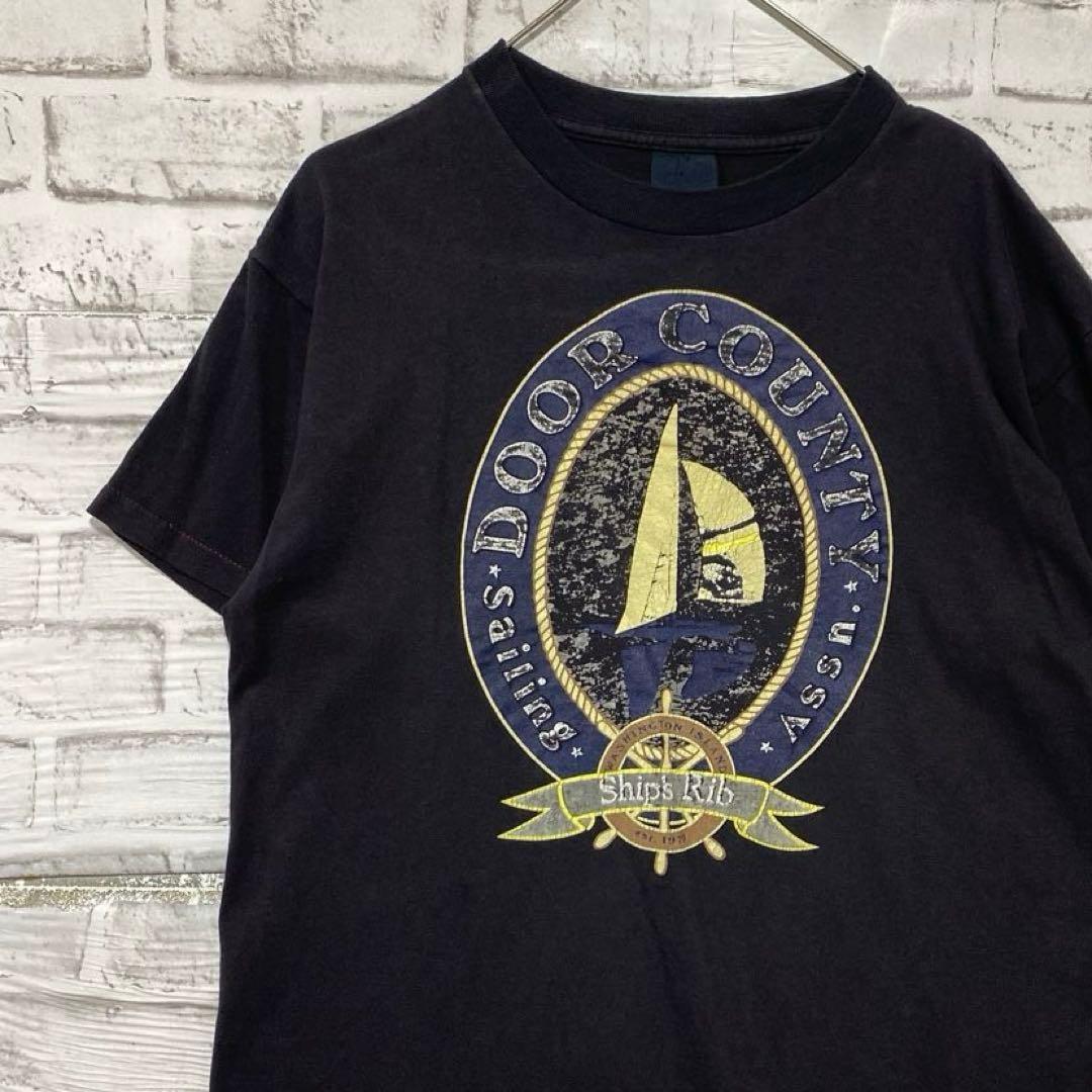 USA-made 90s vintage T-shirt! Single Stitch Black Vintage S 0430 S