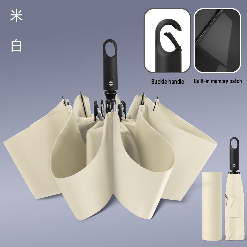 Memory Patch Three-Fold Automatic Umbrella: 8-Bone, Non-Folding, Dual-Use for Sun and Rain.