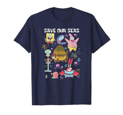 Spongebob Squarepants Save Our Seas Earth Day Group Poster T-Shirt