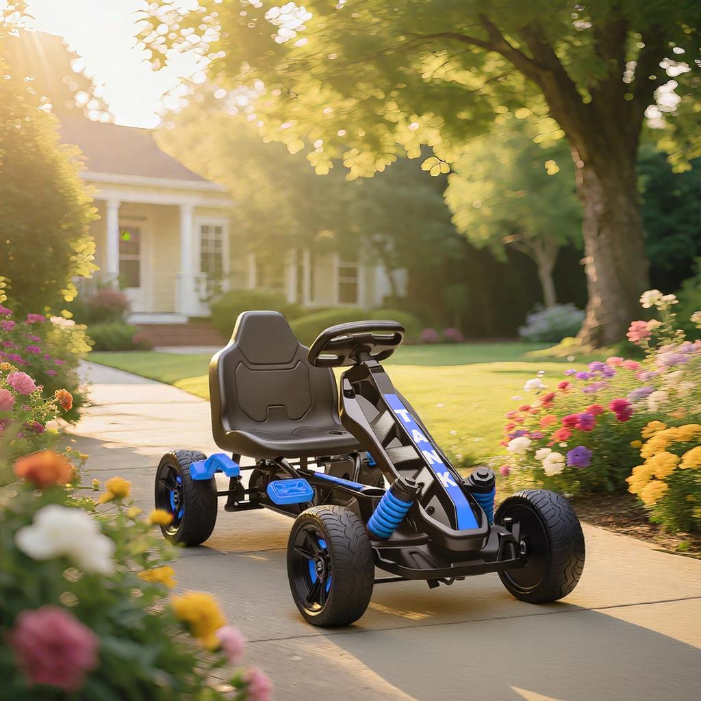 Pedal Go Kart for Kids Aged 3-6 Years, with Freewheel System, Brake, EVA Anti-Slip Wheels, Blue