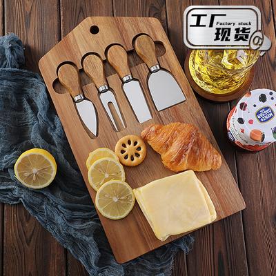 Set Tagliere per Formaggio in Acacia Set Utensili per Formaggio in Acciaio Inossidabile Set da 4 Pezzi Coltelli per Formaggio Set Coltelli per Salumi