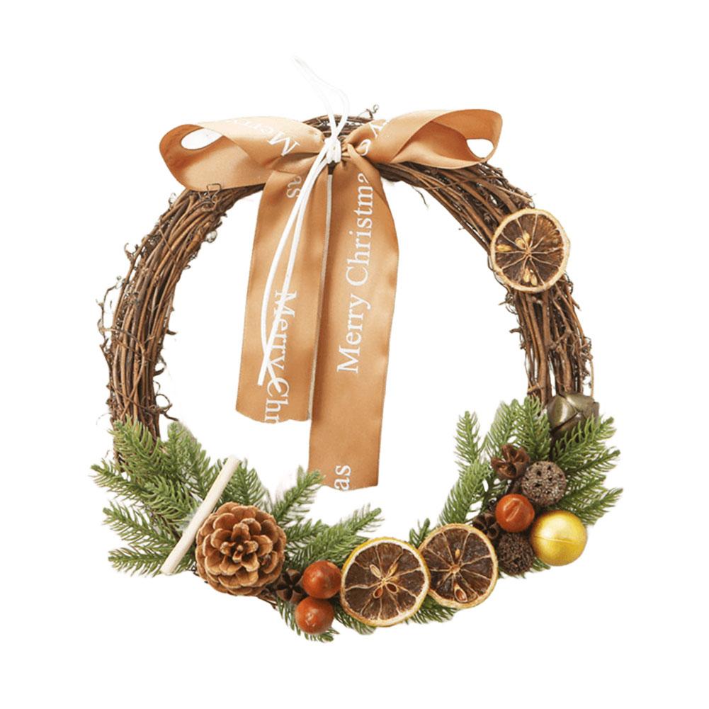 Christmas Door Decor Wreaths Realistic Hanging Wreath Garland Decoration Versatile Bow/Berry/Santa/Reindeer for Home Party Decor