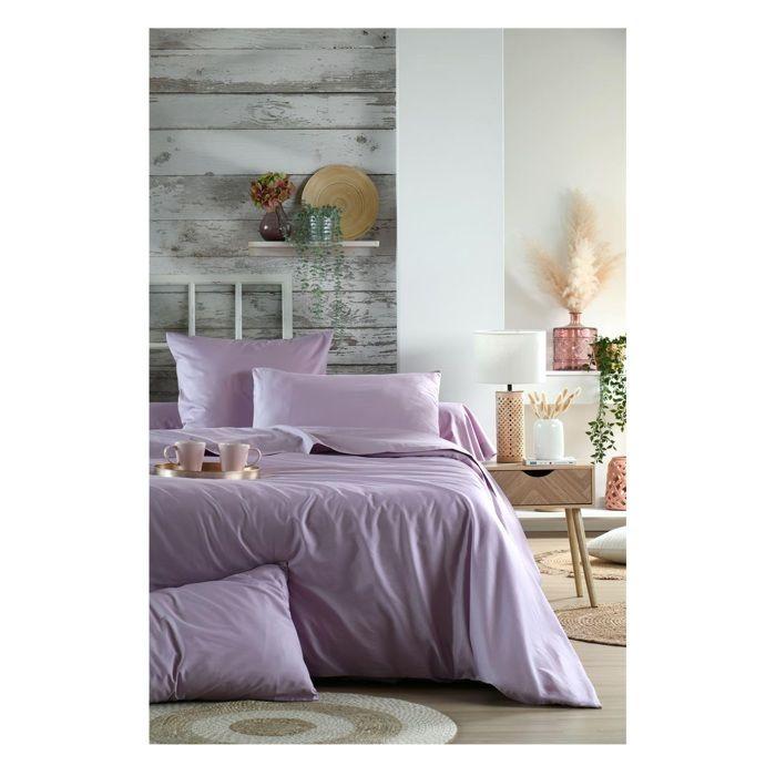 Drap housse percale de coton 90 x 190 cm Parme violet