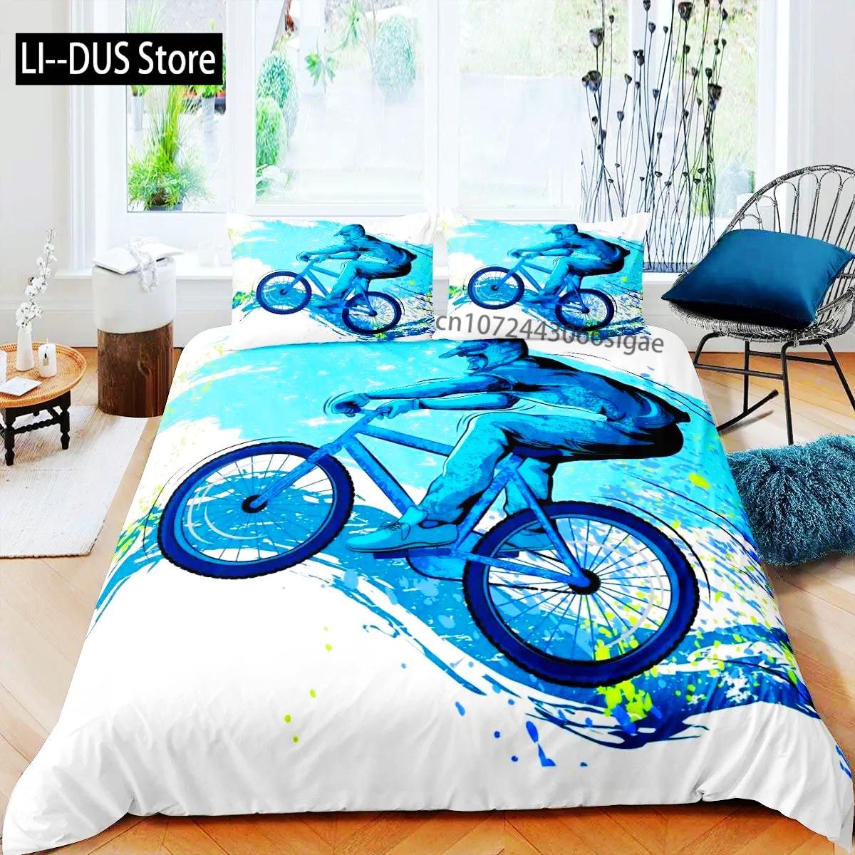 

Comforter Bicycle Rider Toddler Size For Kidsmountain Bike Bedding Set For Teens Adultswatercolor Comforter (quilt)-EU Single(135*200cm)3pcs