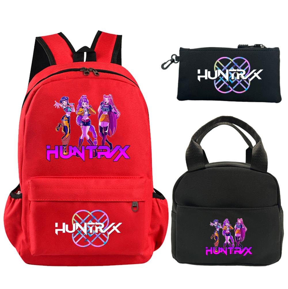 3Pcs/set Anime K-Pop Demon Hunters Printed Backpack with Shoulder Bag Pencil Case for Student Boy Girl Schoolbag Large Capacity Waterproof Bookbag