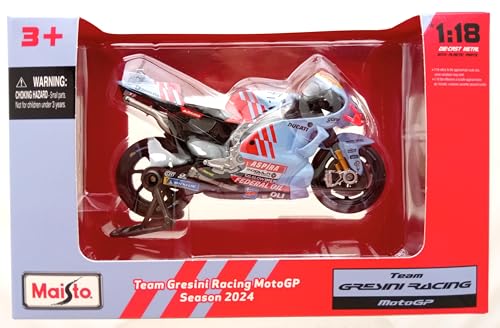 Maisto 1/18 Scale Diecast Model Car 2024 Gresini Racing Ducati Desmosedici #73 Alex Marquez Light Blue / Finished Motorcycle Model 36399#73