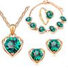 Blue Cyrstal Ring Necklace Earrings Set Wedding Jewelry Sets For Brides Pendant Earrings For Girls Women African Jewelry Sets