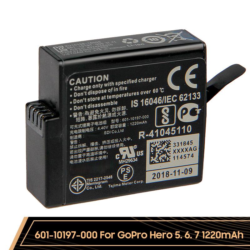 Batteria Ricaricabile al Litio Per GoPro Hero 7 Hero 6 Hero 5 601-10197-000 Batteria per Action Camera 1220mAh