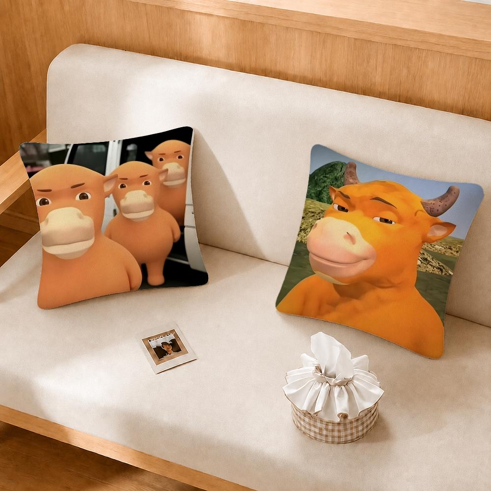 Cute Fictional Character Niulai Soft Plushs Fluffy Throw Pillow Cases For Sofa Bedroom Home Decor