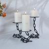 3pcs Iron Chain Candle Holders Sets Rustic Farmhouse Round Candle Holders with Iron Link Tabletop Candle Holders for Home Decor