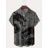 Vintage Dragon Print Men's Button-Down Shirt