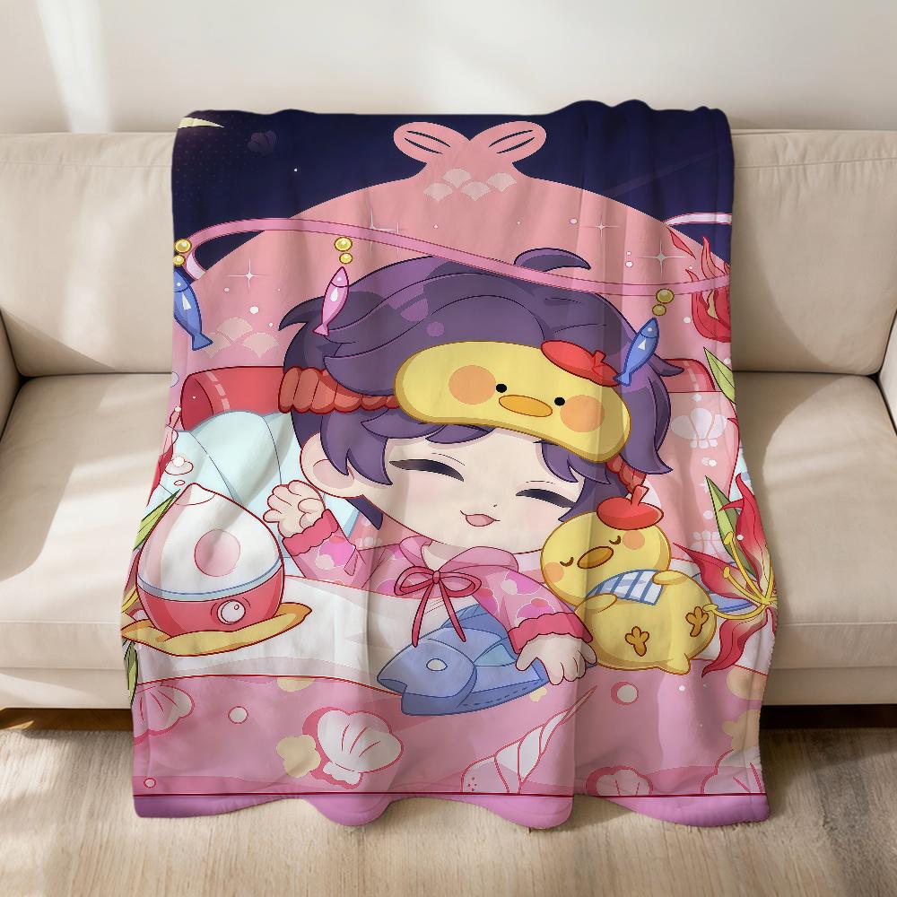 

kawaii chibi sleep Love and Deepspace Flannel soft warm plush blanket sofa living room pet hogar bedroom gift home Car portable 75x90cm