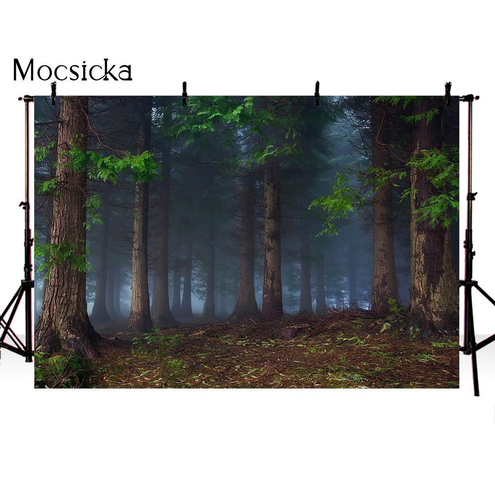 Photography backdrop forest jungle background for photo studio party decoration supplies dessert table banner green Palm tree