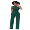 Women's Jumpsuit Solid Skew Collar Crop Top Straight Pants Belt Sexy Sleeveless Loose Pants Elegant Charming Playsuits