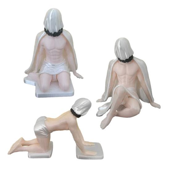 Cool E-sports Room Decor 3D Printed Masked Hottie Ornament, Mysterious Character Figurine, Stable Creative Office Desk Gadgets Base Desktop