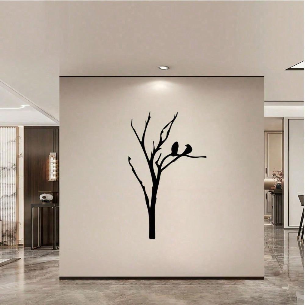 Vintage Wrought Iron Tree Bird Wall Art, Metal Sculpture Home Garden Decor, Indoor Outdoor Nature Ornament, Unique Christmas Gift For Bird Lovers