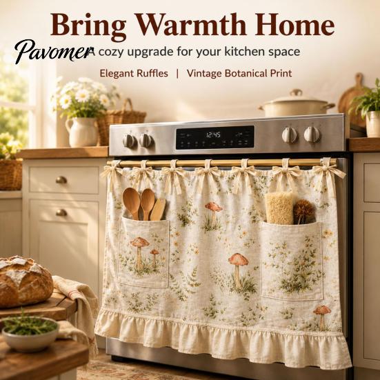 Sunshade Curtains for Kitchen Oven Curtain with Pockets, Dustproof Durable Polyester Hanging Drape, Window Valance Easy Wash Decorative Shade