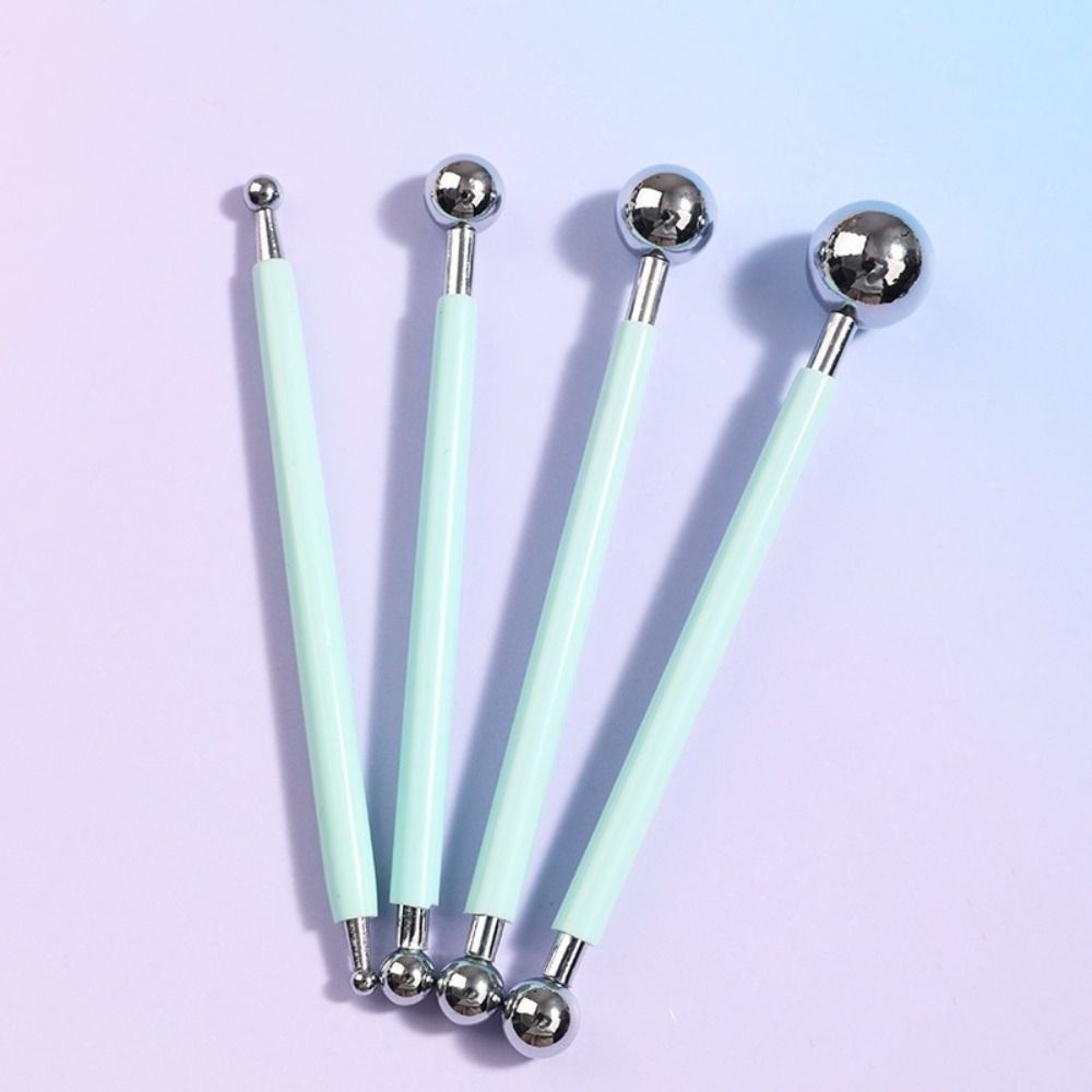 4pcs Metal Ball Sculpture Modeling Tools Double-Ended Modeling Ceramics Set Portable Clay Tools