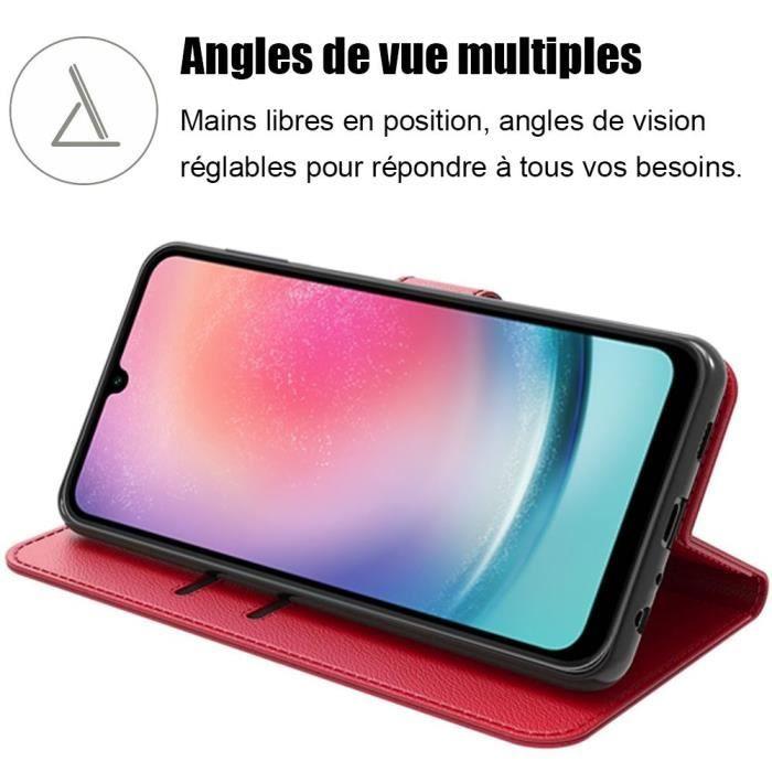 Coque de protection - Samsung - Galaxy A24 - Synthécuir Rouge - Antichoc - Souple