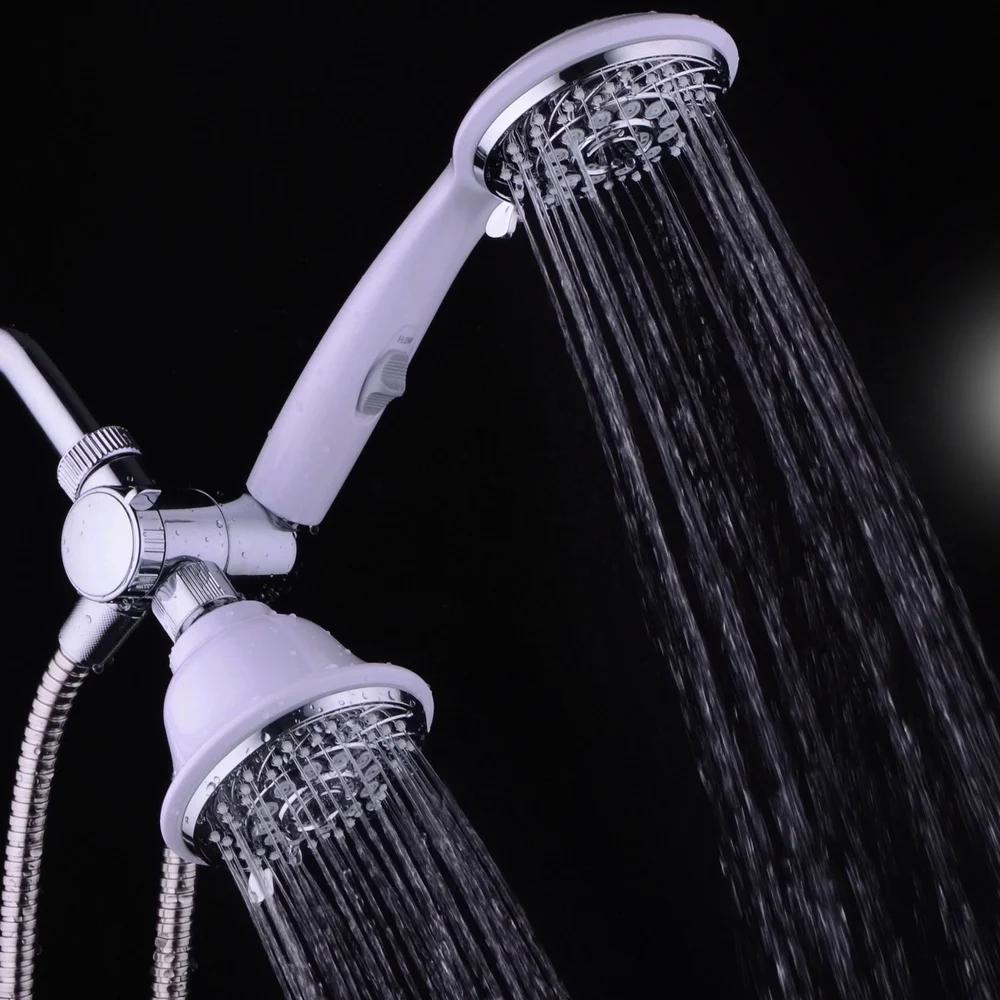 Designer 2-Tone Showerhead Handheld Combo 30-Setting Dual Spray Chrome White Easy Installation High Power Precision