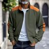 Men's Vintage Corduroy Casual Jacket - Stand Collar Zippered Colorblock Loose-Fit Baseball Jacket
