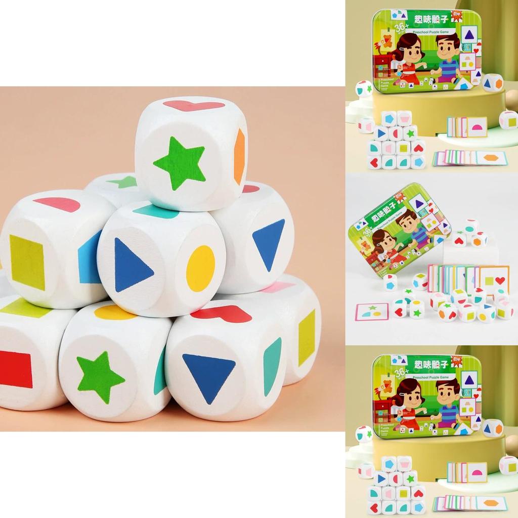 Wooden Fun Dice Toy For Kids Educational Logic And Shape Recognition
