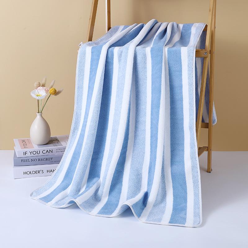 Weiches saugfähiges Korallenfleece Bade- und Gesichts-Handtuch - fusselfrei, Streifen-Design