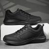 Pure Black Large Size Autumn Casual Leather Surface Waterproof and Non-slip Chef Shoes