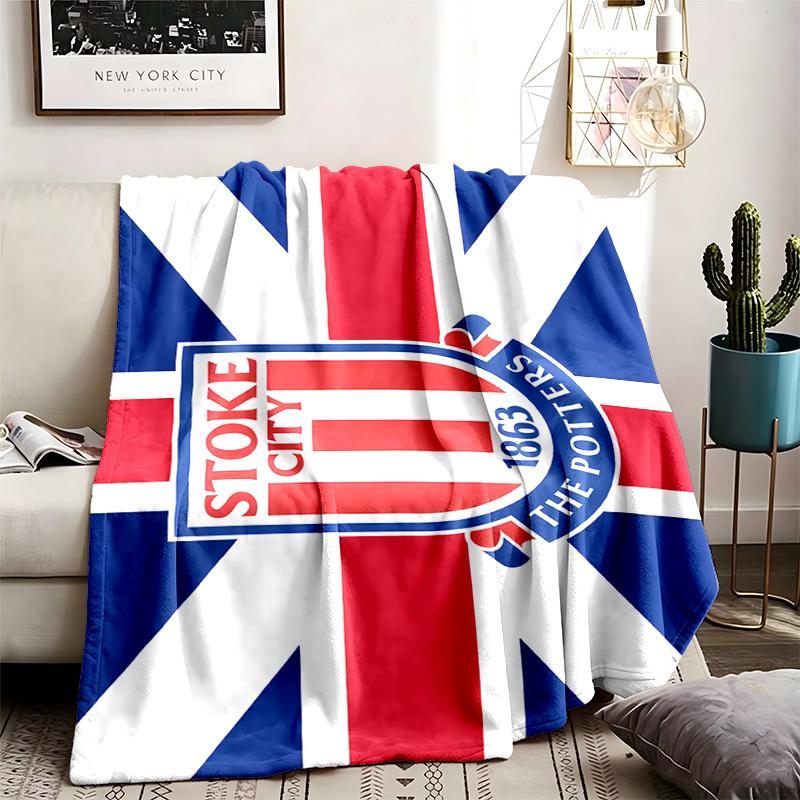 Stoke City Football Club Theme Blanket Suitable For The Sofa Camping And Travel Made Of Soft Flannel Material An Ideal Gift For Occasions Such As Birt