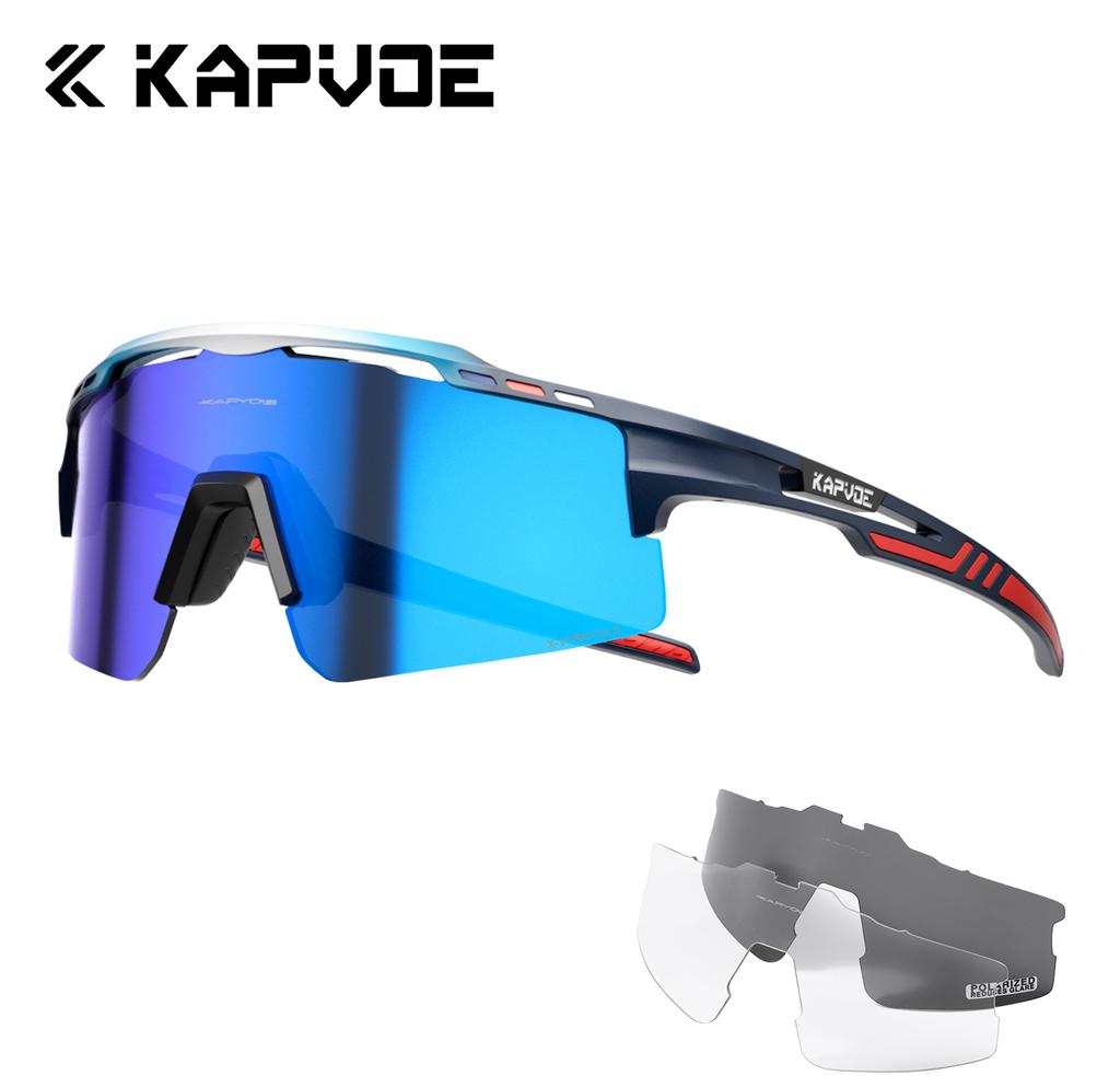 Kapvoe 3lens Sports Sunglasses Fashion Goggles Cycling Glasses MTB Riding Skating Sunglasses UV400 Man Woman Bike Eyewear