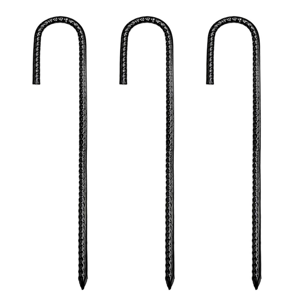 3Pcs Steel Ground Stakes Tents Nails U Shaped Metal Fences Stake Tent Pegs for Trampolines Camping Canopies Sheds