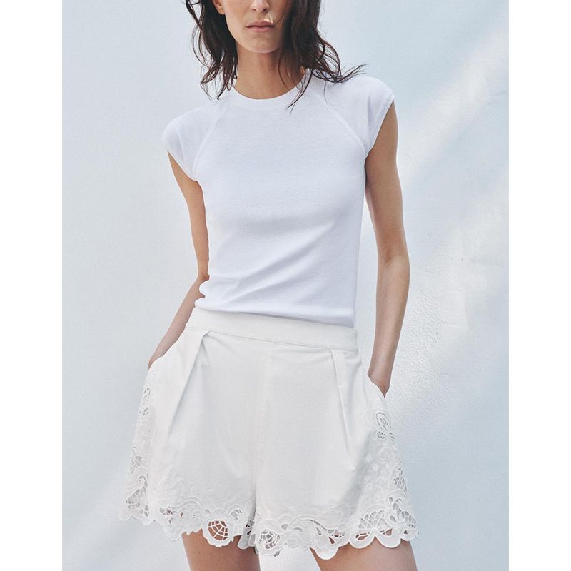 Summer New Product Women's Clothes American Retro Style Washing Effect Cotton round Neck Short Sleeve Simple T-shirt 2335152