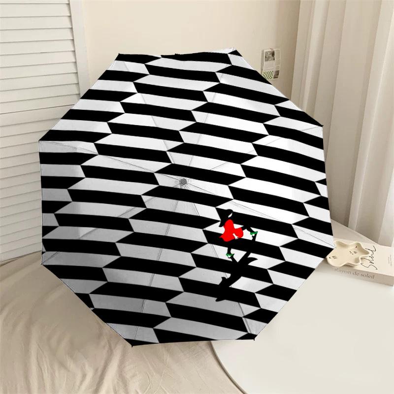 

1PC stripes pattern Automatic Open/Close Umbrella with Windproof, 8-Rib Sturdy Canopy, Durable Ribs, Fashionable Design1386A