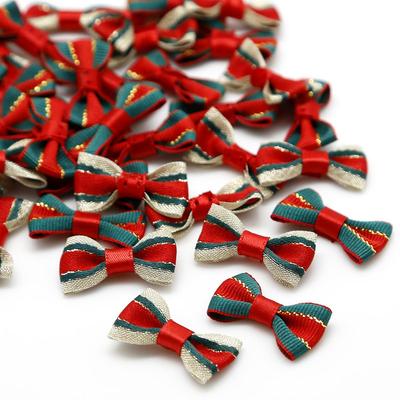 20 Stück rot/grüne Satinband-Bögen zum Nähen, Weihnachten, Fliege, Dekoration, handgefertigt, Party/Haus/Kleidung/Haardekoration, 3 x 1,5 cm