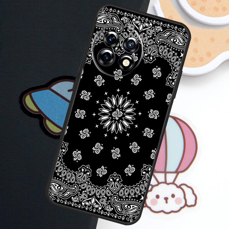 Black Bandana Paisley Case For OnePlus Nord CE 5 3 4 Lite N20 N30 OnePlus 15R 10T 12R 13R 15 13 12 11 10 Pro Cover