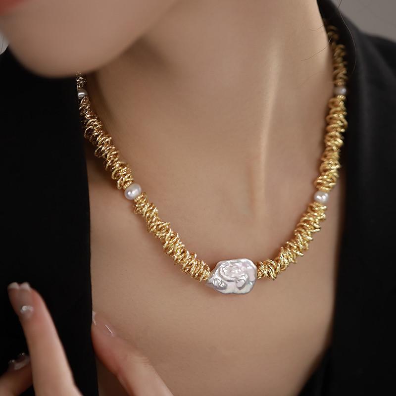 My Fine Jewelry Women's Gold New Arrival Natural Freshwater Pearl 14K Filled Sets Bracelet Necklace Christmas Gifts No Fade