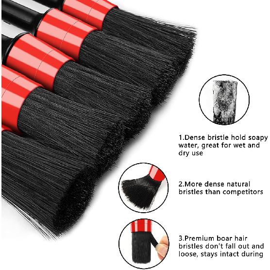 10Pcs Auto Car Detailing Brush Set Car Interior Cleaning Kit Includes 5 Boar Hair Detail Brush,3 Wire Brush, 2 Air Vent Brush For Cleaning Car