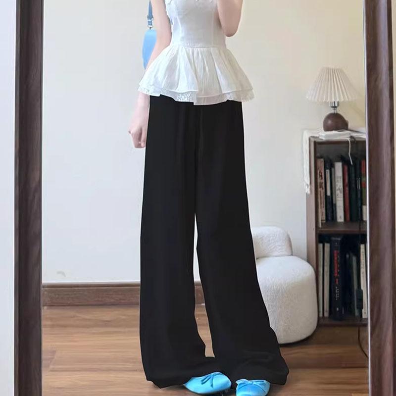 

Women s White Cotton Linen Wide-Leg Pants - Slimming, Lightweight, Ice Silk, Casual Spring/Summer 2026 Medium чёрный