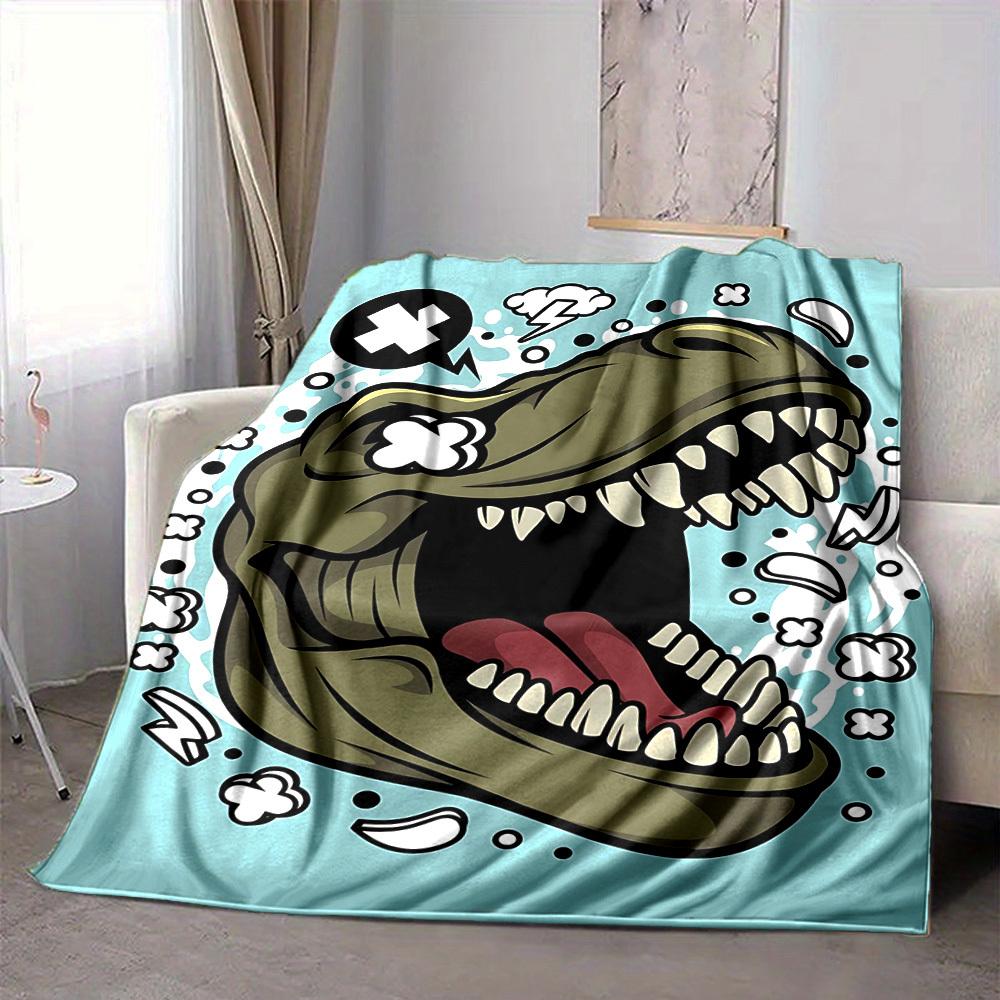 1pc Dino Roar Lightweight Flannel Blanket, Comfortable and Warm Blanket, for Office and Camping Sofa Bed, Livingroom084
