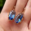 Royal Blue Zircon Oval Earrings Fashionable High-End Design Accessories for Banquets Personalized Simple Zircon