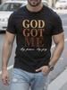 God Got Me Inspirational Print Black Cotton Tshirt