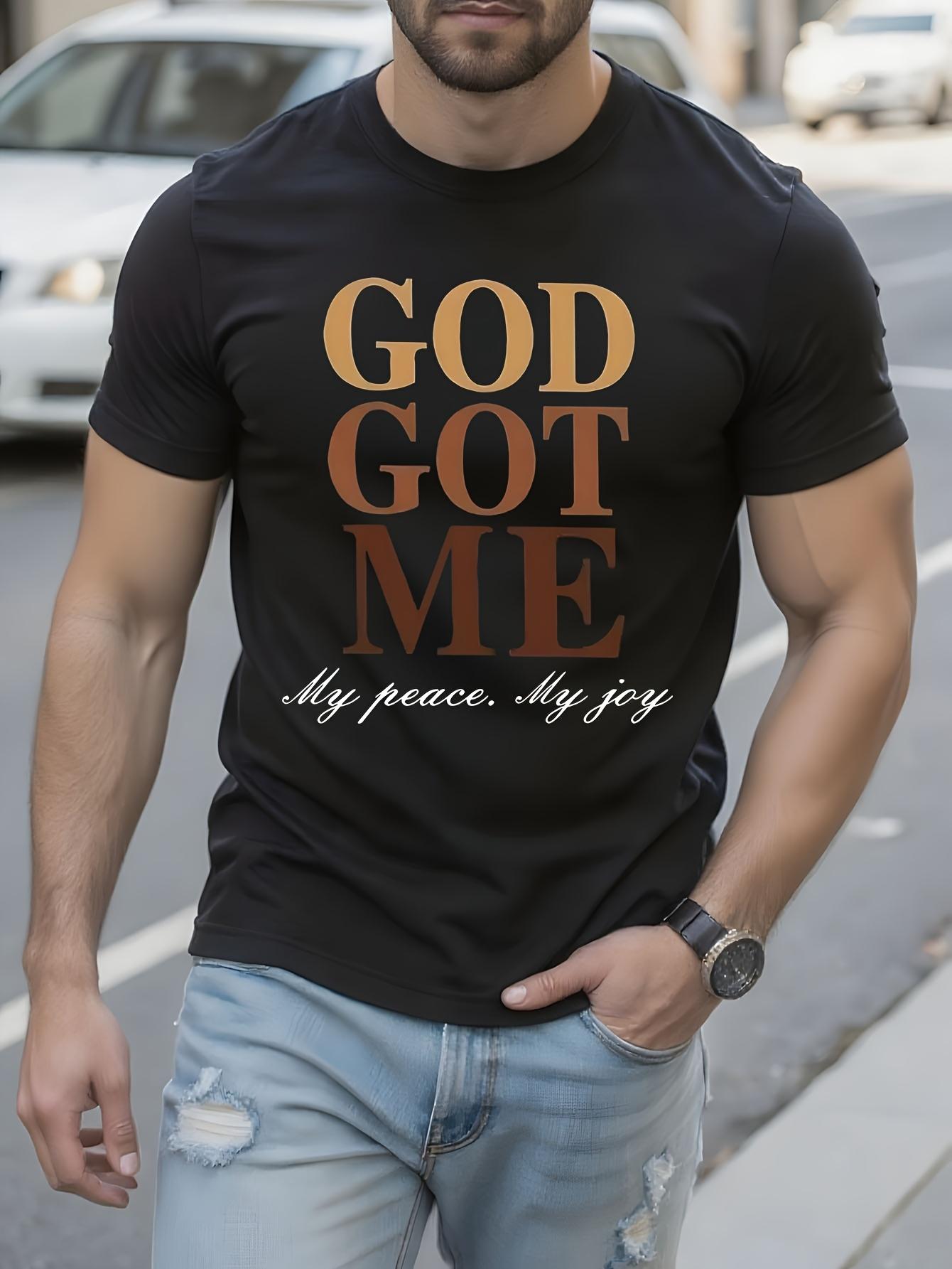 God Got Me Inspirational Print Black Cotton Tshirt XXL
